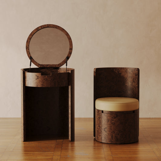 Alma Vanity Set in Burl Wood